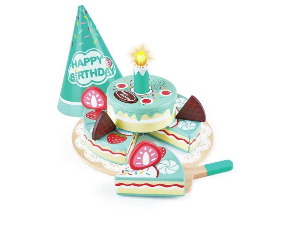 Wooden interactive cake, Hape, Happy Birthday