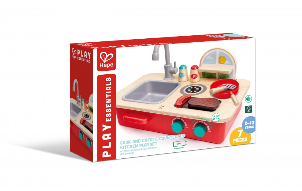 Wooden play set, Hape, Kitchen Counter, 7 pieces