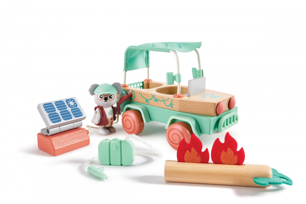 Wooden set, Hape, Sunny off-road adventures, 11 pieces