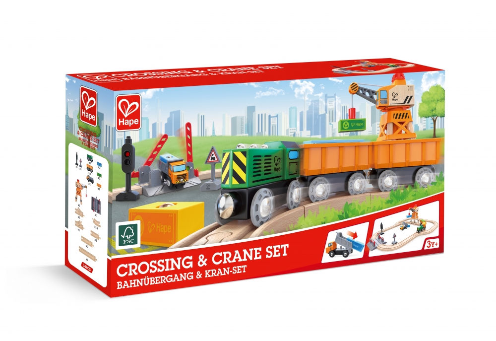 Railway set with crane