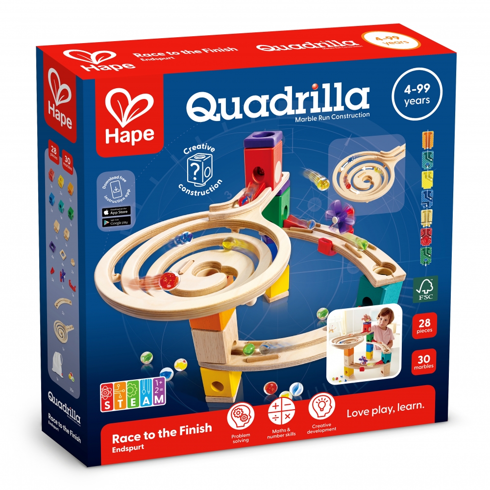 Wooden track set, Hape Quadrilla, Race to the finish, 28 pieces