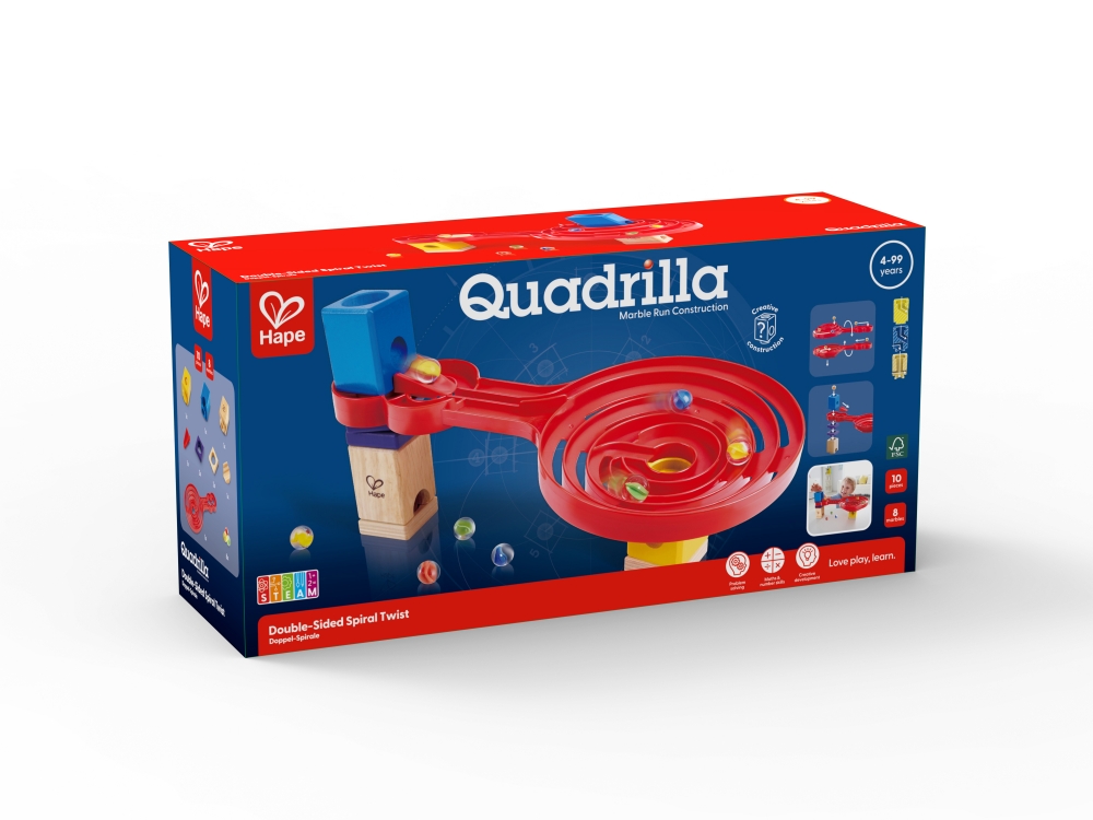 Wooden track set, Hape Quadrilla, Double-sided spiral, 9 pieces