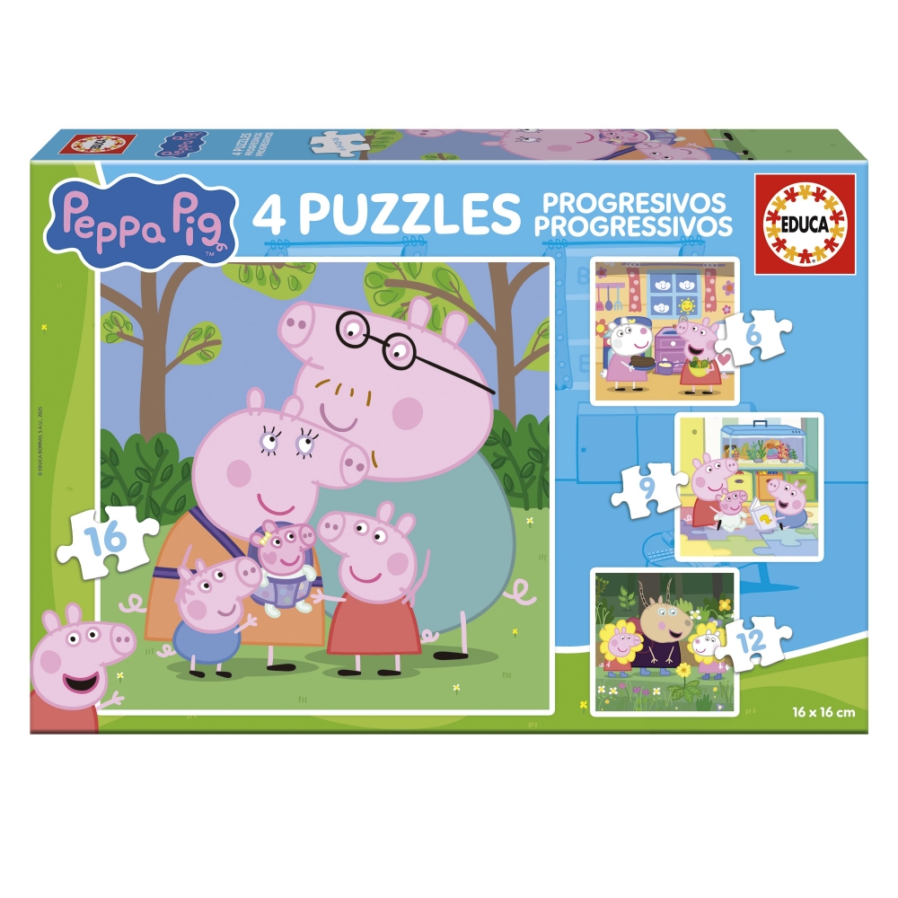 Progressive puzzle, Educa, Peppa Pig, 4 in 1, 6-9-12-16 pieces