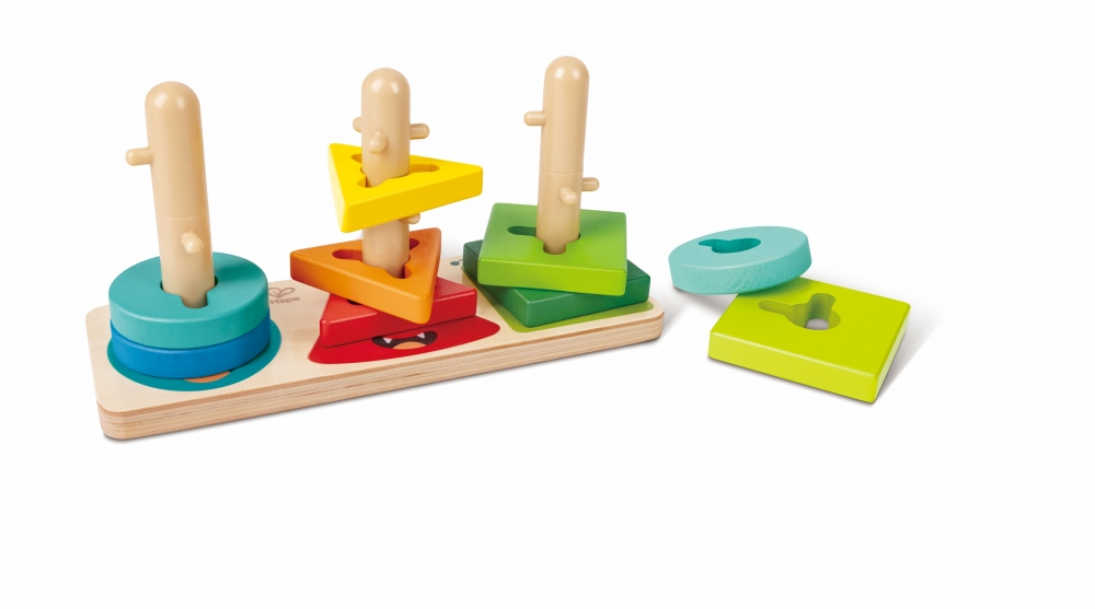 Hape Twist & Stack Wooden Stacking Molds Set, 10 Pieces