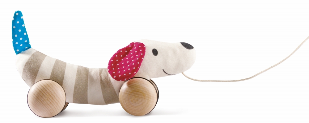 Pull toy, Hape, Hugo puppy, 30 x 14 cm