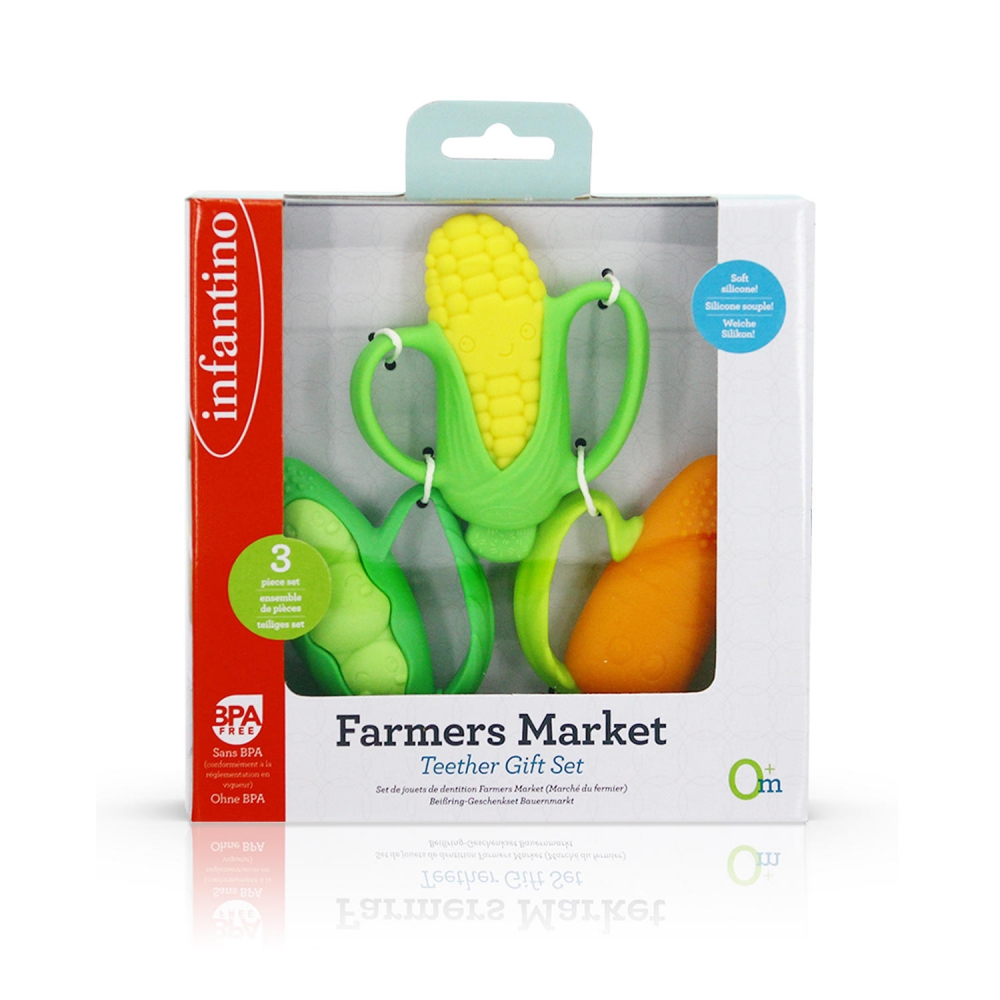 Silicone baby teether set, Infantino, Vegetables
