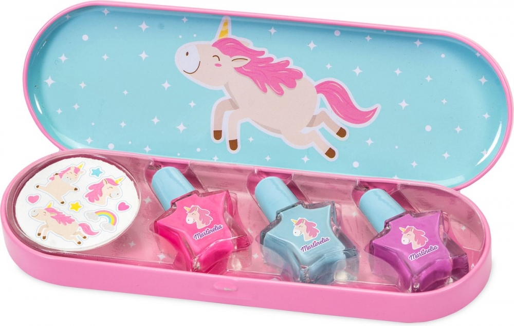 Nail polish and sticker set, Martinelia, Unicorn, Metal box