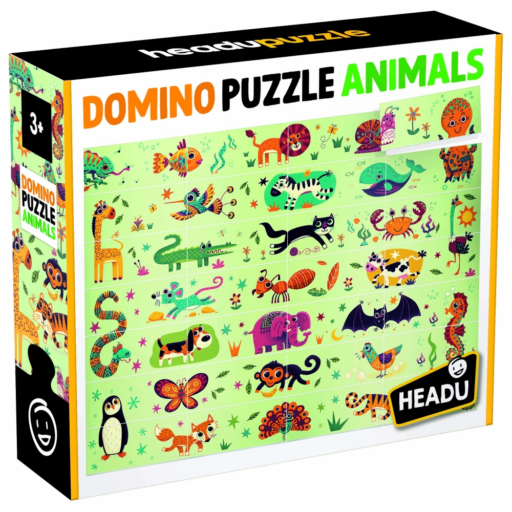 Puzzle, Headu, Animal Dominoes, 28 pieces