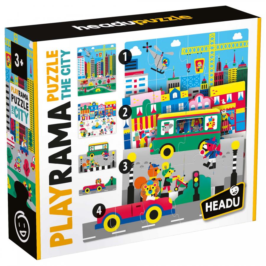 Progressive puzzle, Headu, Playrama, The City, 40 pieces