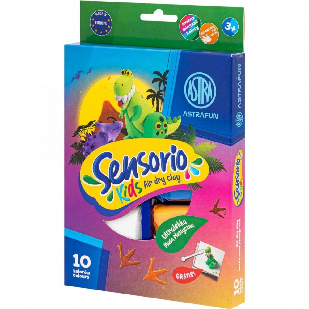 Set of self-hardening clay (quick drying), Astra, Sensorio Kids Dinosaurs, 10 colors