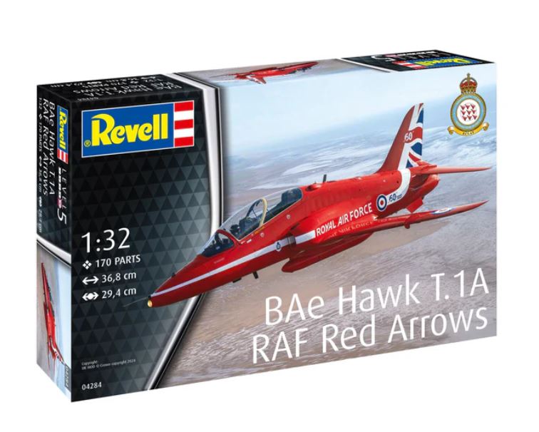 Assembly model, Revell, BAe Hawk T.1A RAF Red Arrows fighter, 170 parts