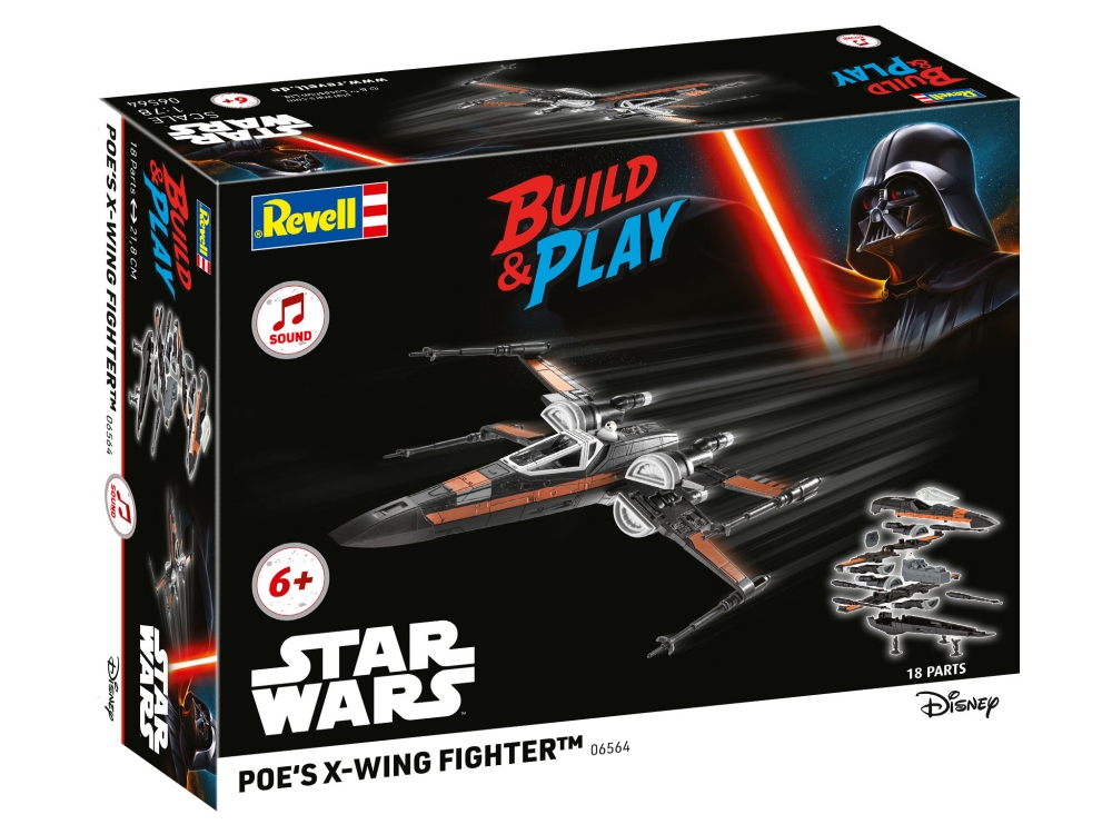Assembly model, Revell, Star Wars, Poe′s X-Wing Fighter (w/Sound): Build & Play, 18 parts