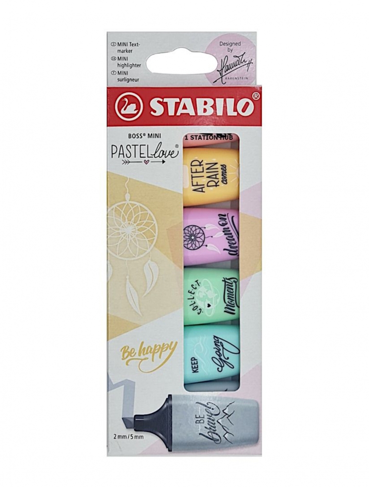 Set of text markers, Stabilo, Boss Mini Pastel Love 2.0, 6 colors