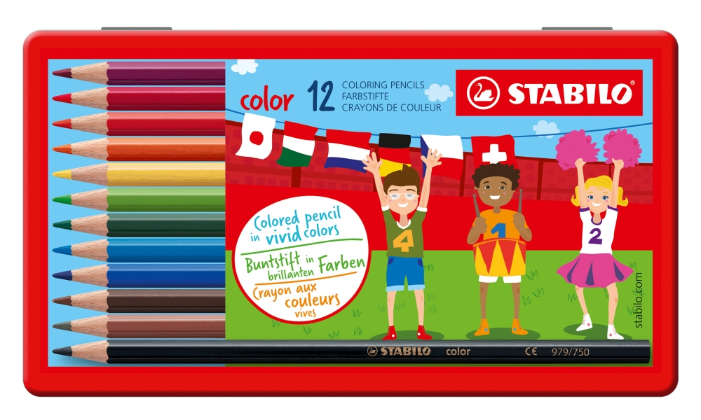  Set of colored pencils, Stabilo, Color, metal box, 12 colors