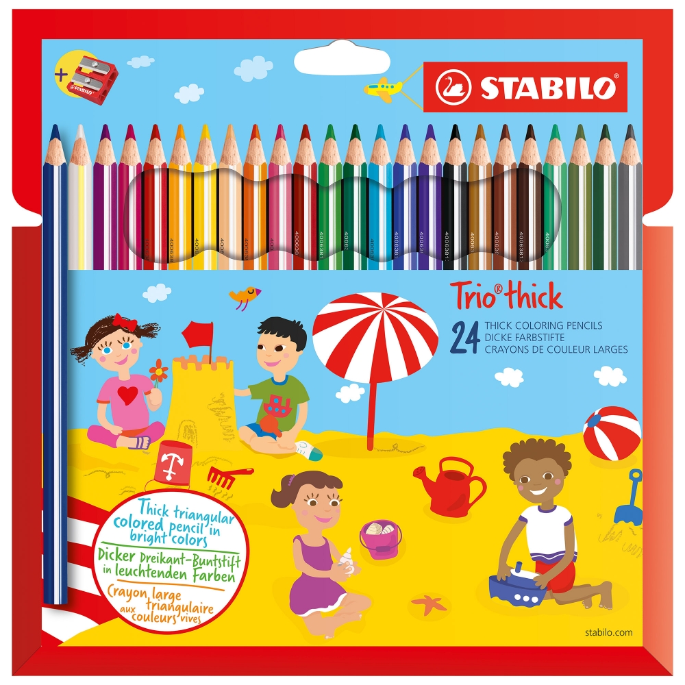 Set of colored pencils, Stabilo, TRIO thick ergonomic, 24 colors