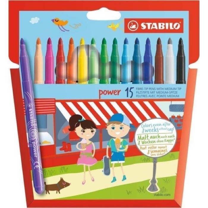 Marker set, Stabilo, Power, 15 colors