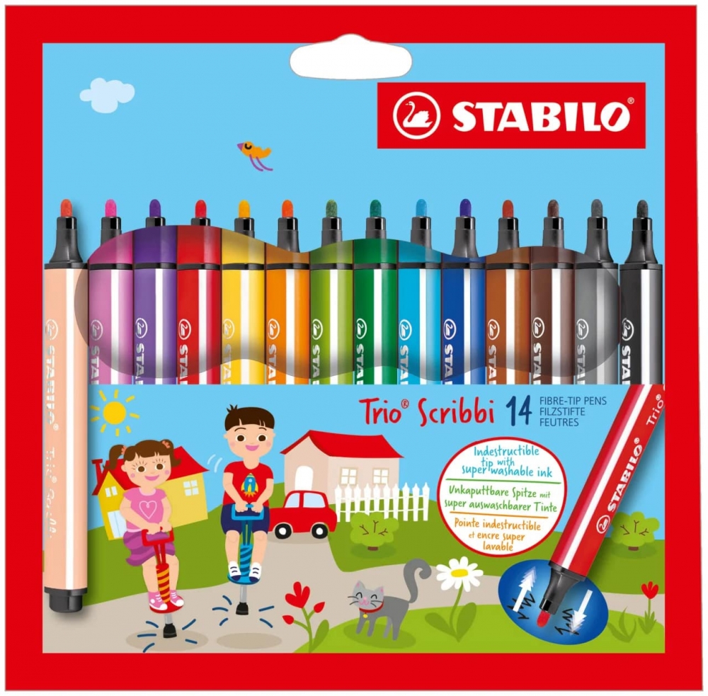 Marker set, Stabilo, Trio Scribbi, 14 colors
