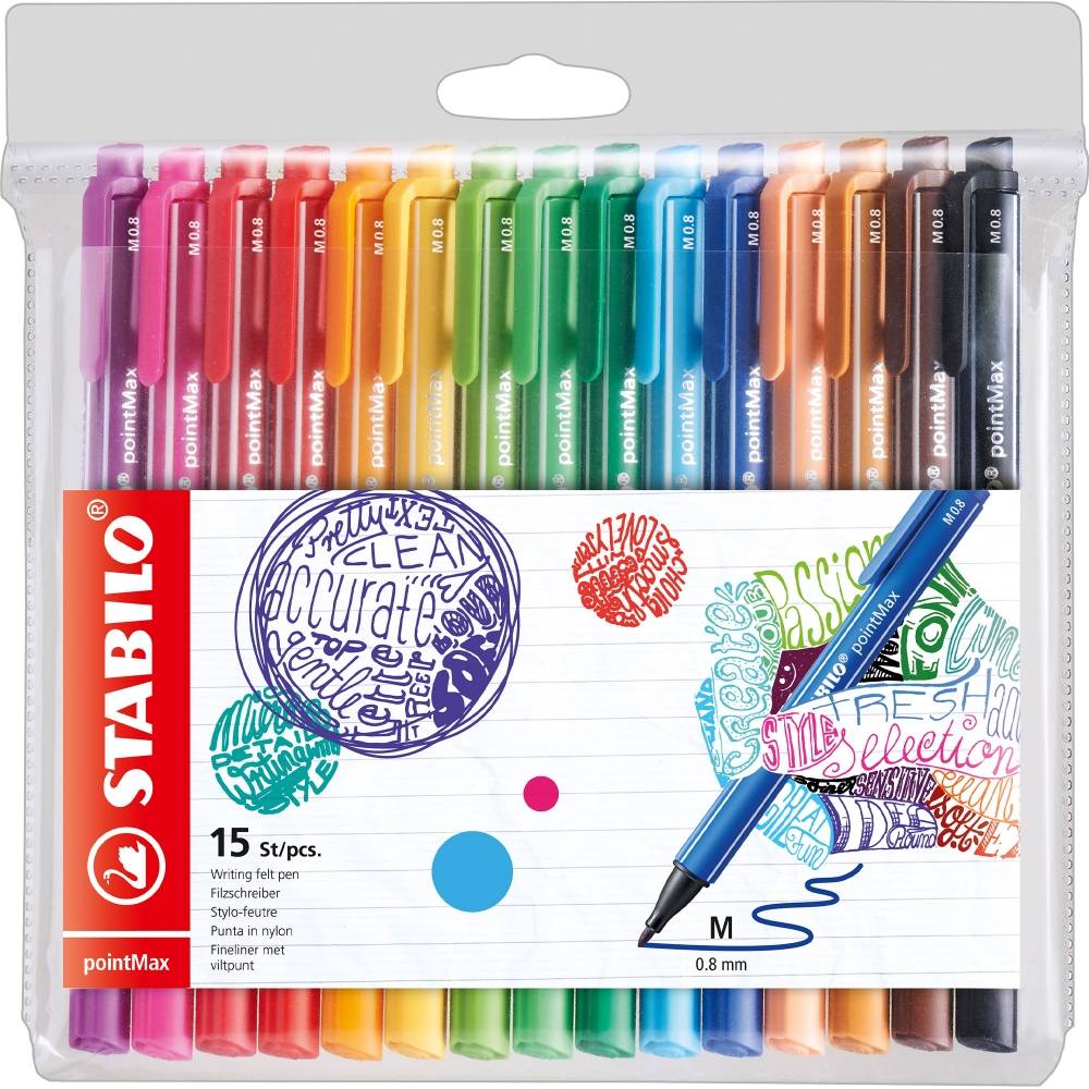 Set of markers, Stabilo, pointMax, 15 colors