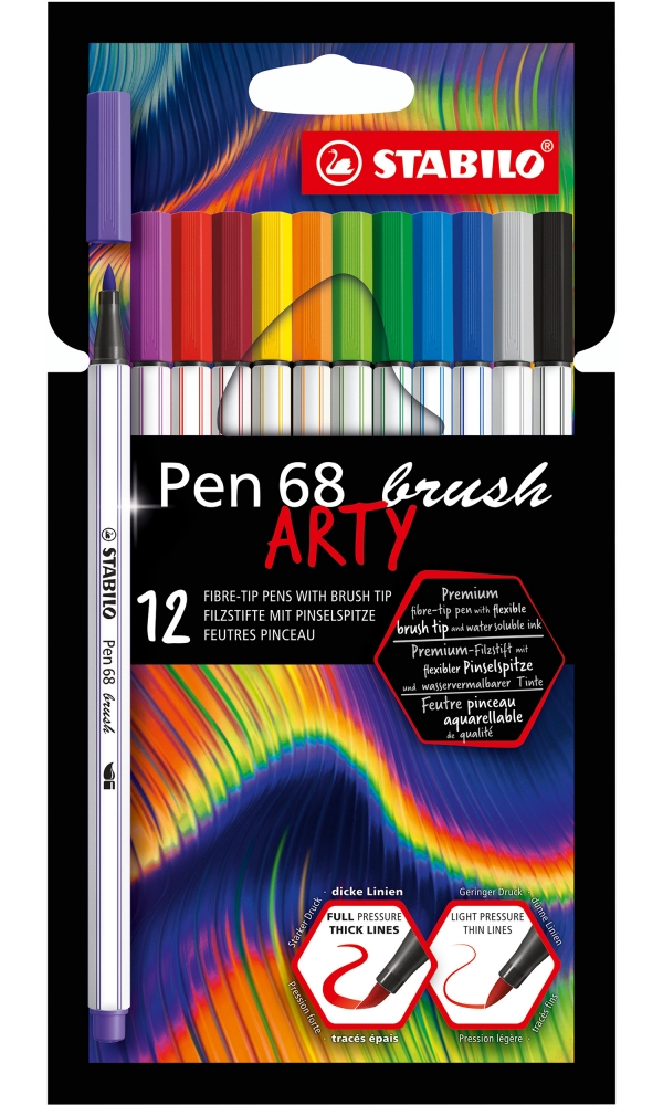 Set of markers, Stabilo, Pen 68 Brush Arty, 12 colors