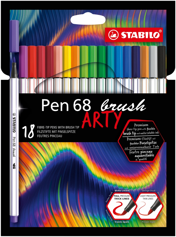 Set of markers, Stabilo, Pen 68 Brush Arty, 18 colors