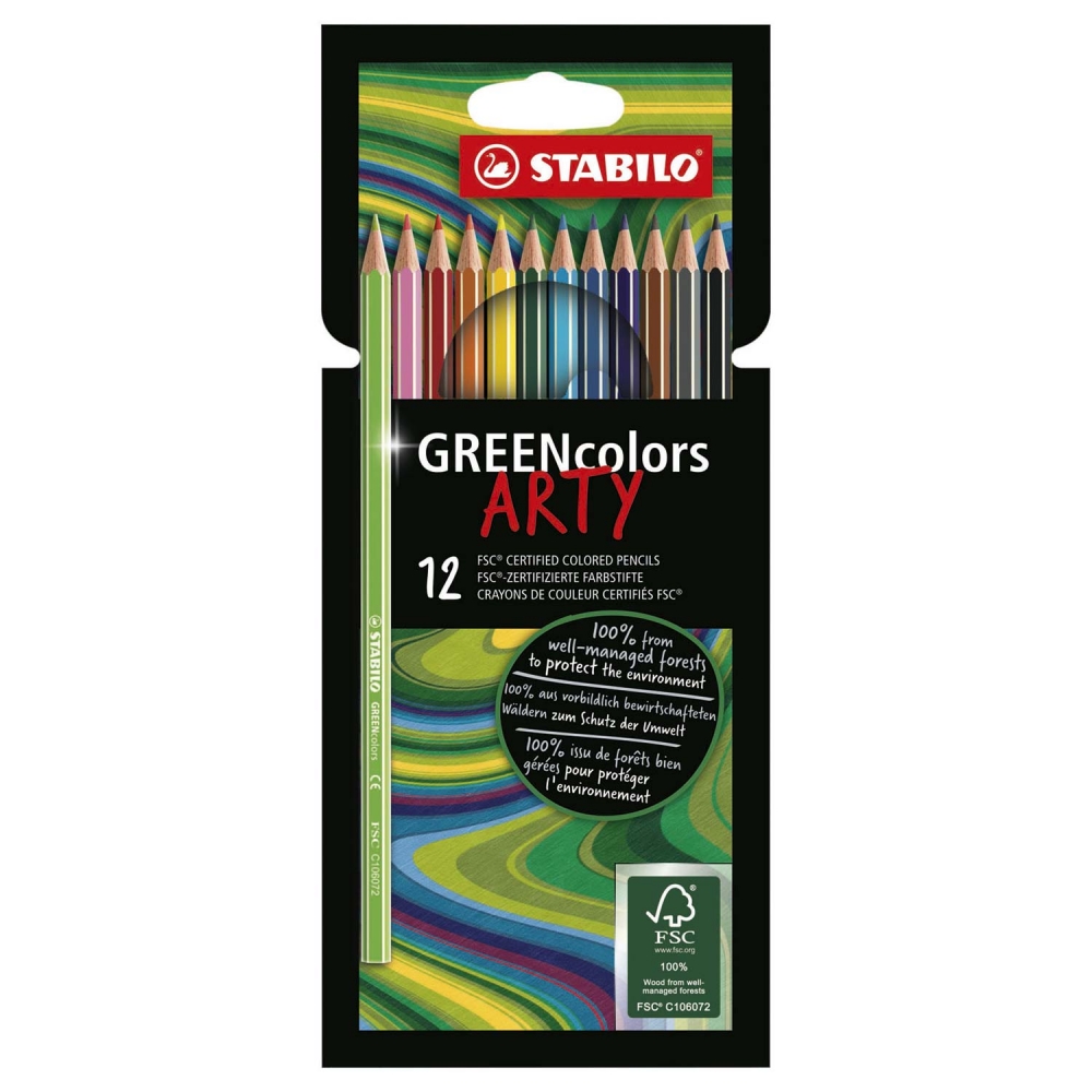 Set of colored pencils, Stabilo, GREENcolors Arty, 12 colors