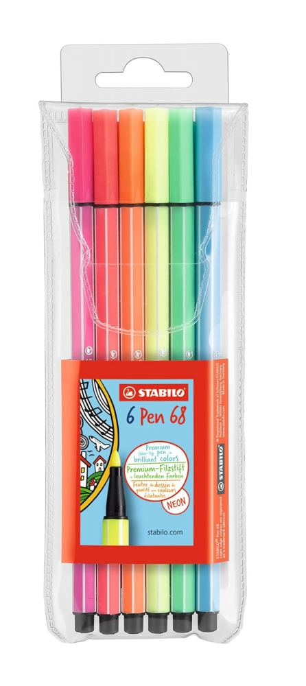 Set of markers, Stabilo, Pen 68 Neon, 6 colors
