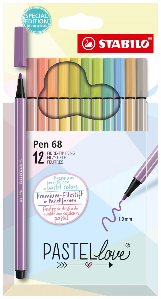 Set of felt-tip pens, Stabilo, Pen 68 Pastellove, 12 colors