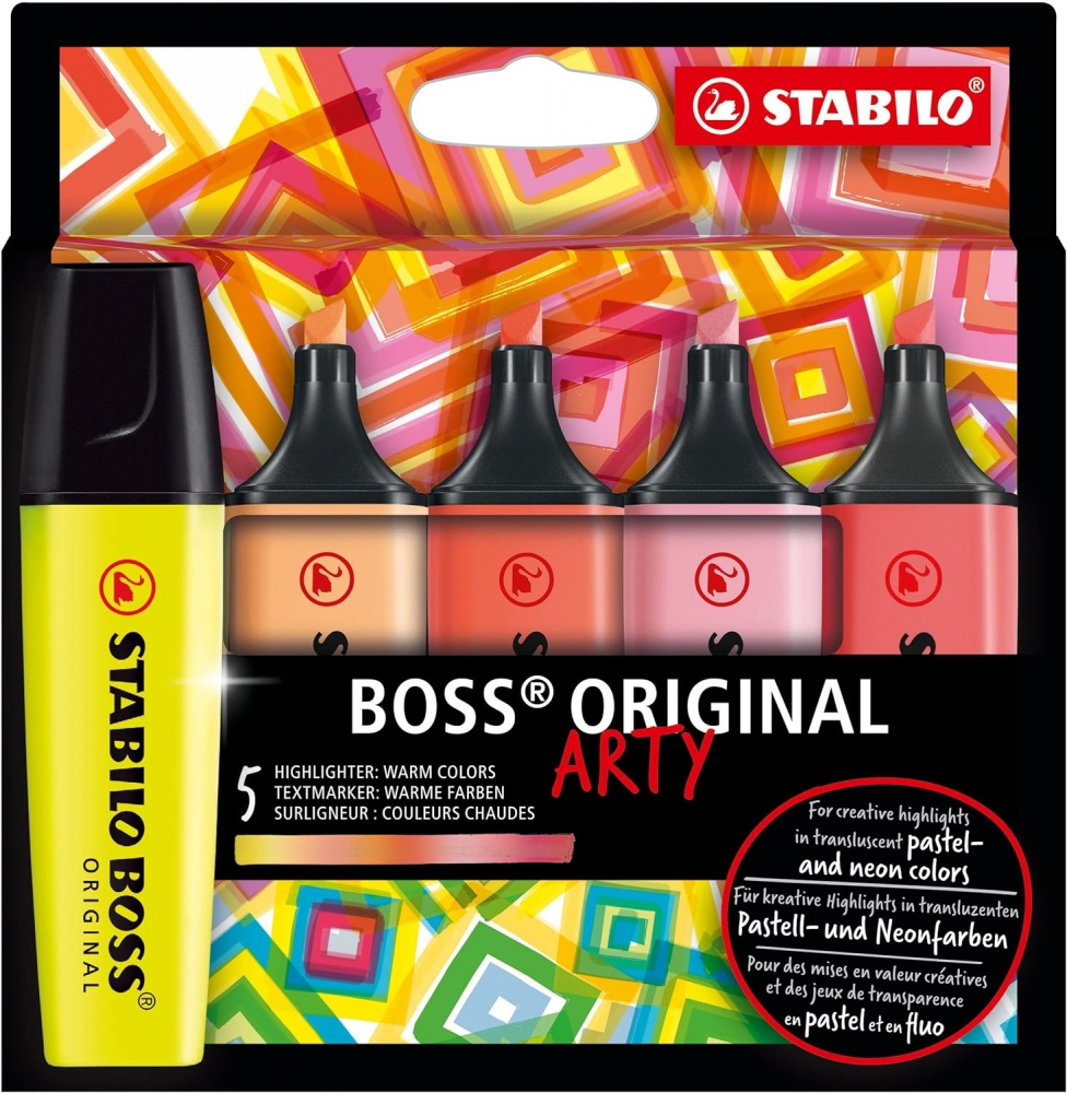 Set of text markers, Stabilo, Boss Original, Arty Warm Colors, 5 colors