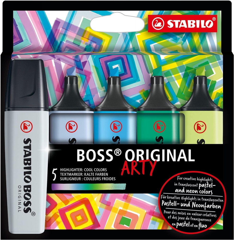 Set of text markers, Stabilo, Boss Original, Arty Cool Colors, 5 colors