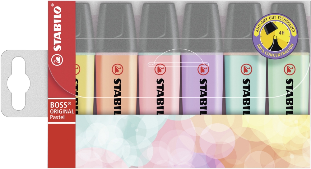 Set of text markers, Stabilo, Boss Original Pastel, 6 colors