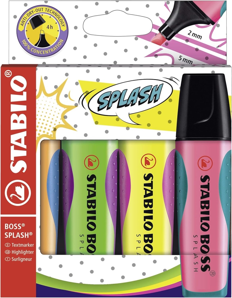 Set of text markers, Stabilo, Boss Splash, 4 colors