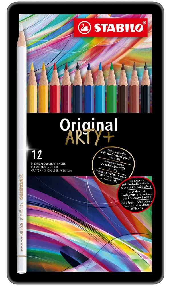 Set of colored pencils, Stabilo, Arty Original metal box, 12 colors