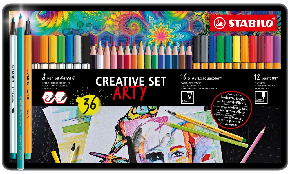  Creative set, Stabilo, Arty Metal box, 36 pieces