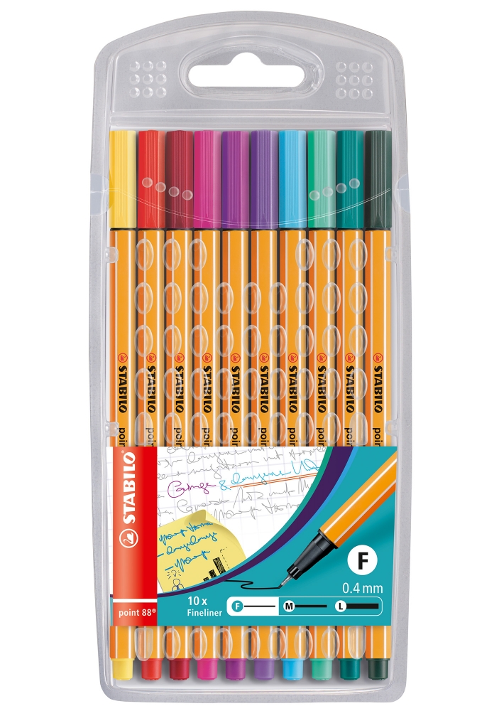 Fineliner set, Stabilo, Point 88, 10 colors