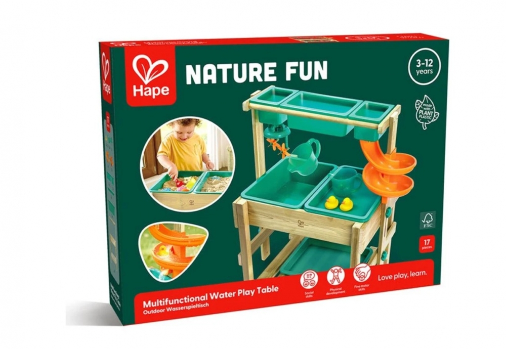 Wooden multifunctional table for outdoor water play, Hape, 17 pieces