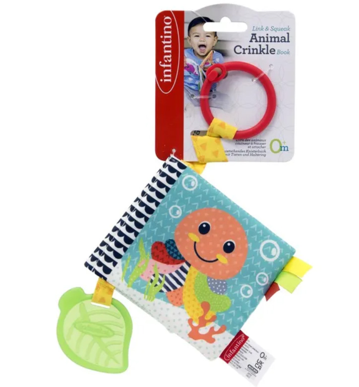 Baby book, Infantino, With rustling pages and teether, Animals