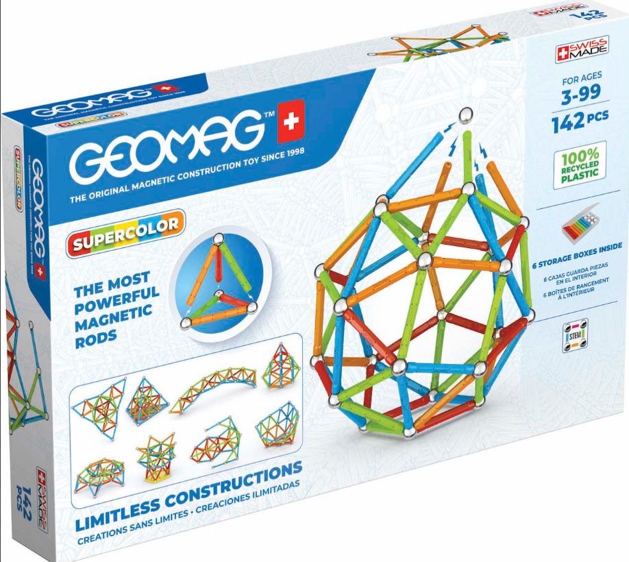 Magnetic constructor, Geomag, Supercolor, 142 pieces