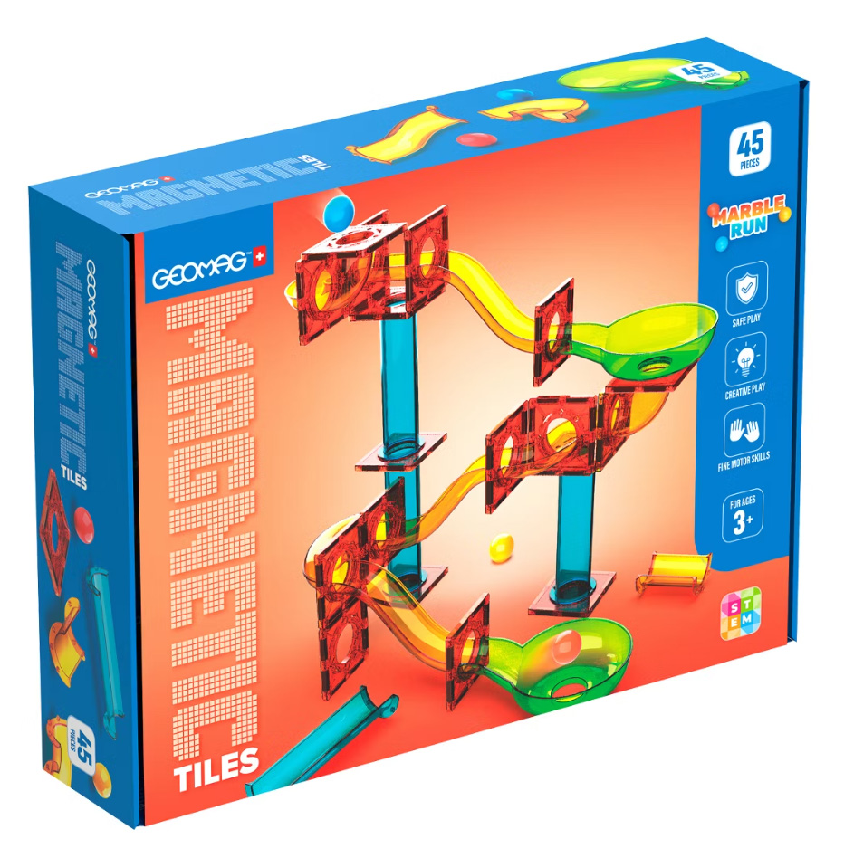 Magnetic constructor, Geomag, Multicolored tiles, Ball track, 45 pieces
