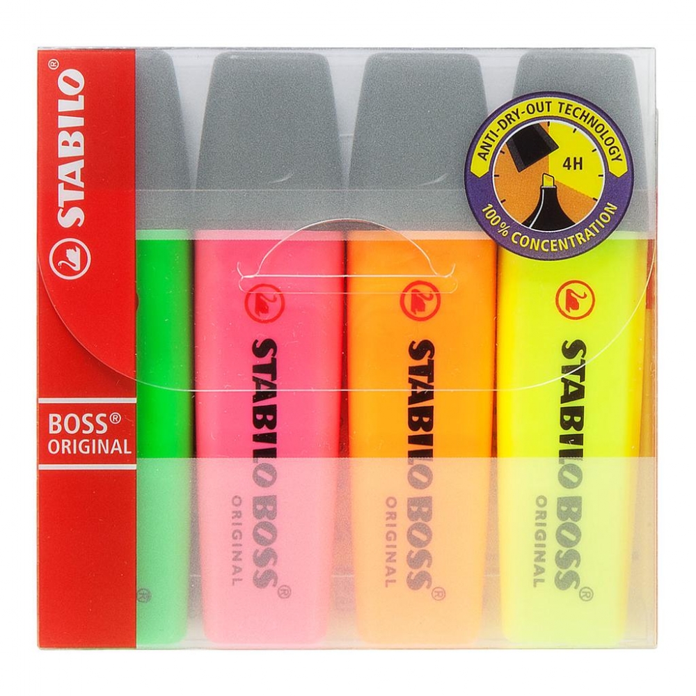 Text marker set, Stabilo, Boss Original, 4 colors