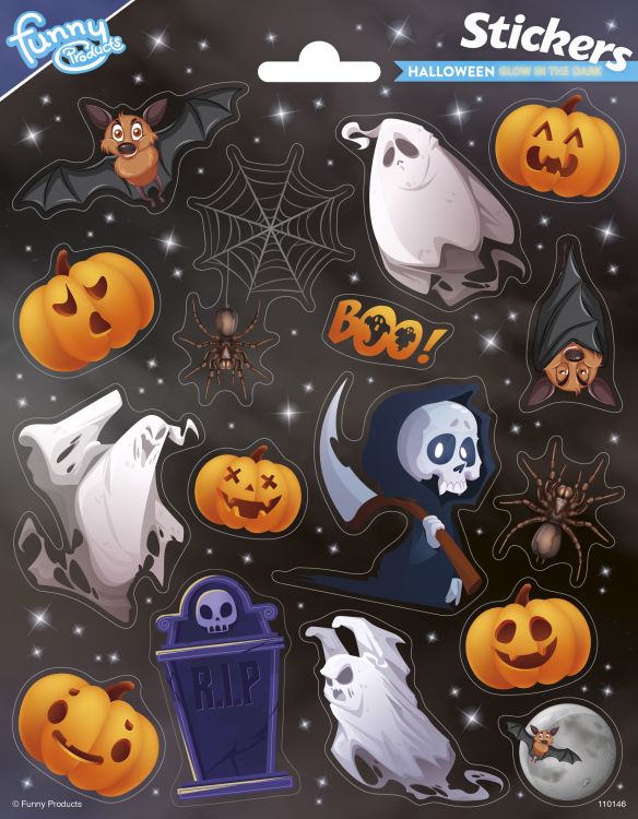 Phosphorescent stickers, Totum, Halloween, 15 pieces