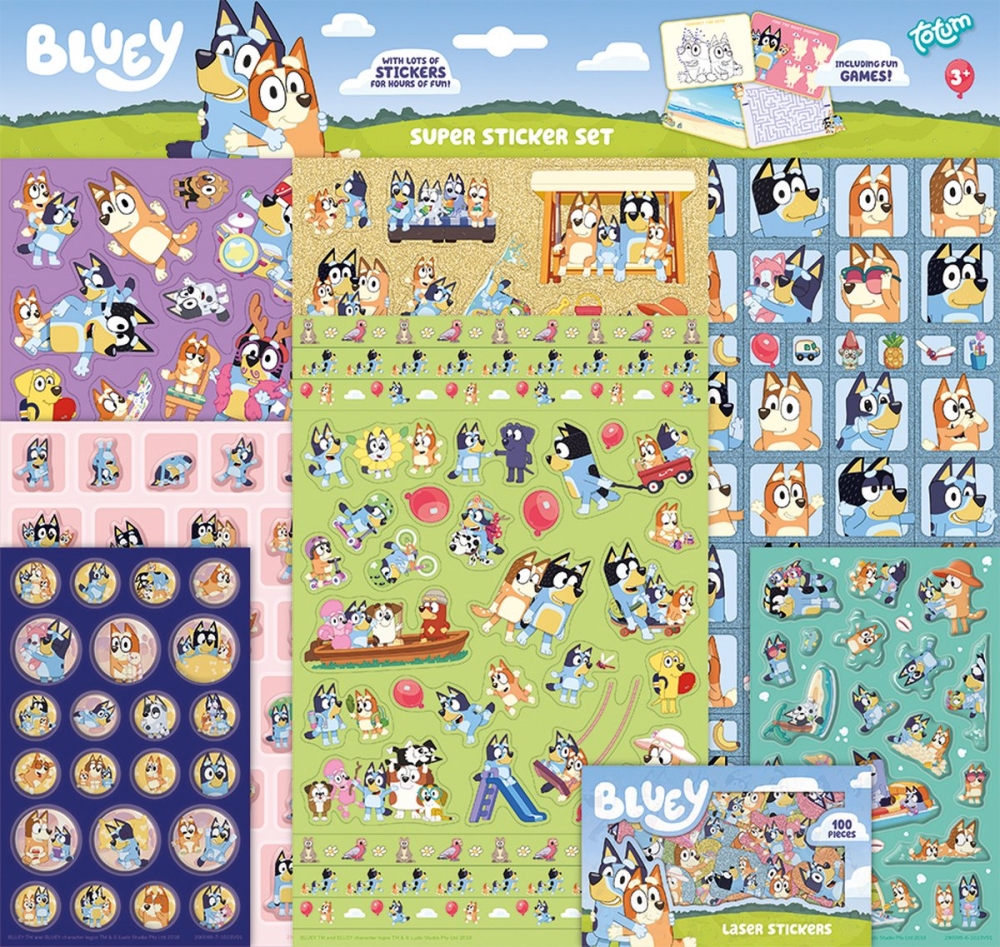 Set of super stickers, Totum, Bluey, 10 pieces