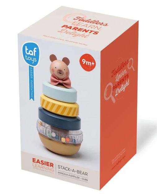 Baby toy, Taf Toys, Tower with rings for stringing, Teddy bear