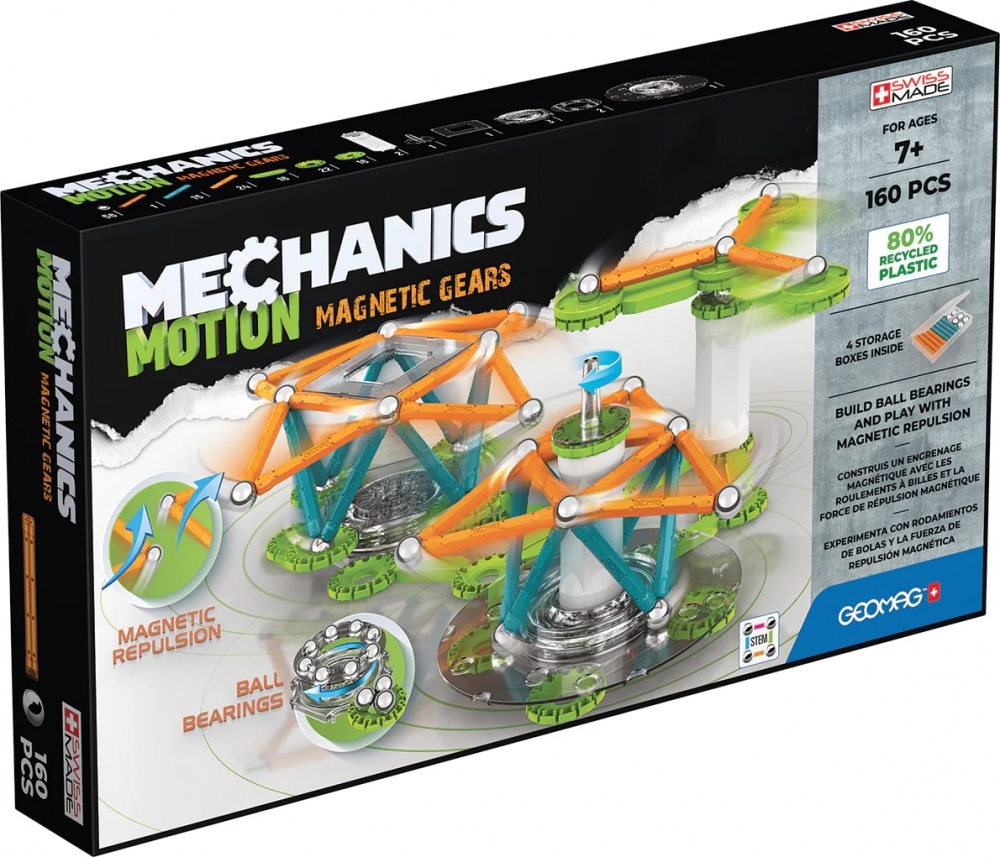 Magnetic construction set, Geomag, Mechanics 768, Gears, 160 parts