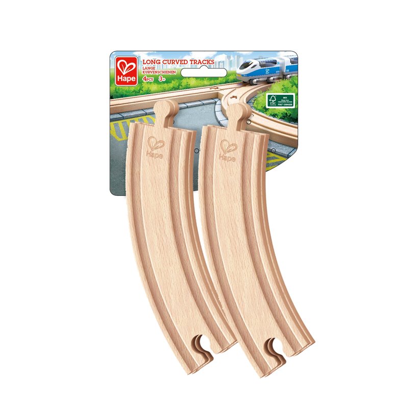 Wooden set, Hape, Long railway curved rail, 4 pieces