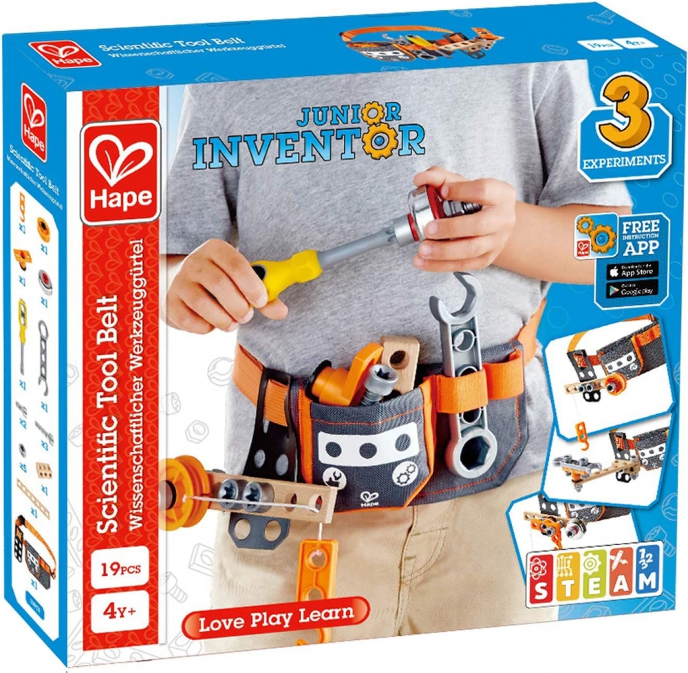 Play set Hape - Belt for young inventors, 19 parts