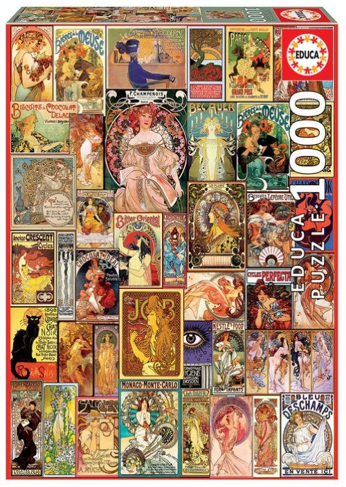 Puzzle, Educa, Poster collage ART NOUVEAU, 1000 pieces
