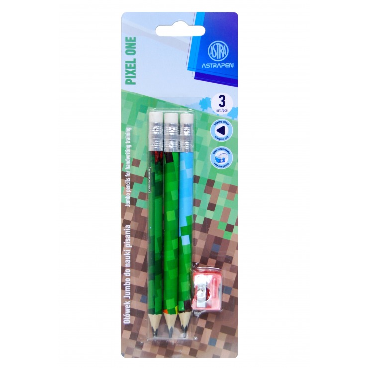 Pencil set, Astra, blister 3 pcs + sharpener
