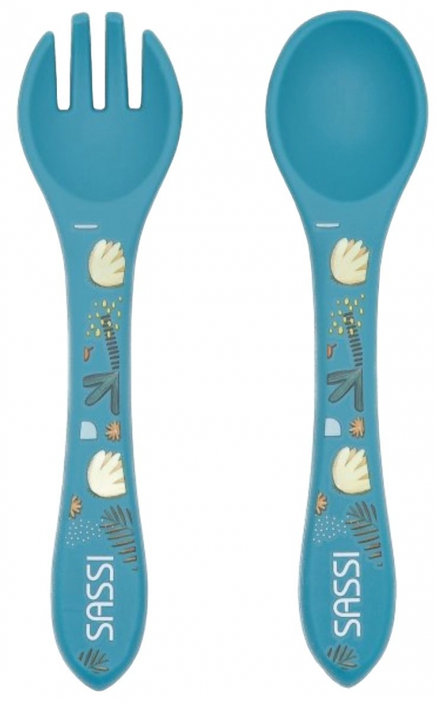 Silicone feeding set, fork and spoon, Sassi, Elephant