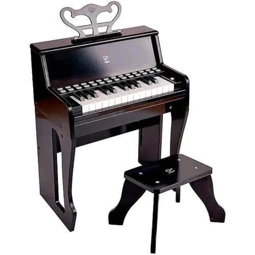 Wooden light piano and chair, Hape, Black