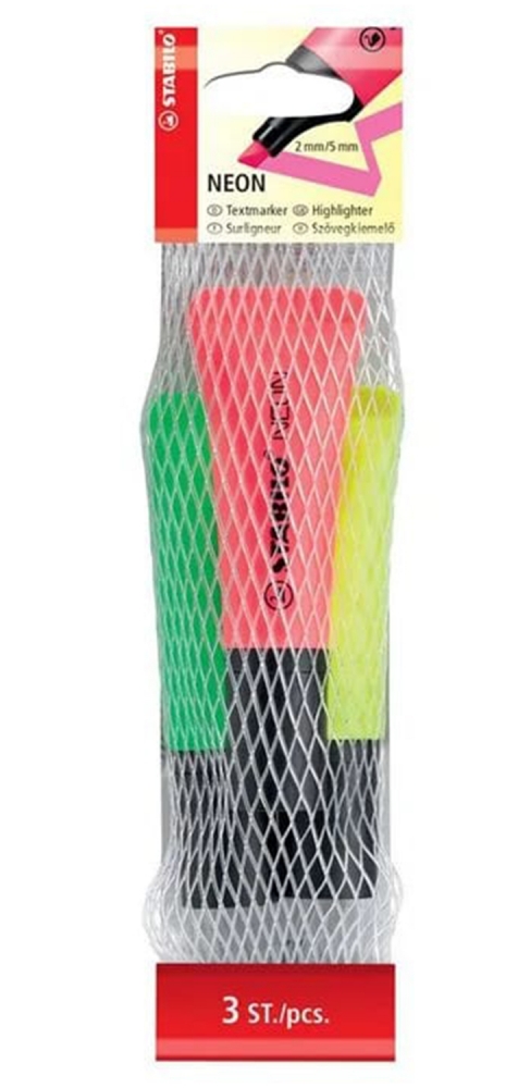 Set of text markers, Stabilo, Neon, 3 colors